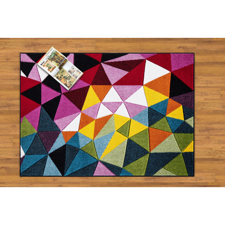 17 Stories Carved Geo Play Tufted Multicolour Rug & Reviews Wayfair.co.uk